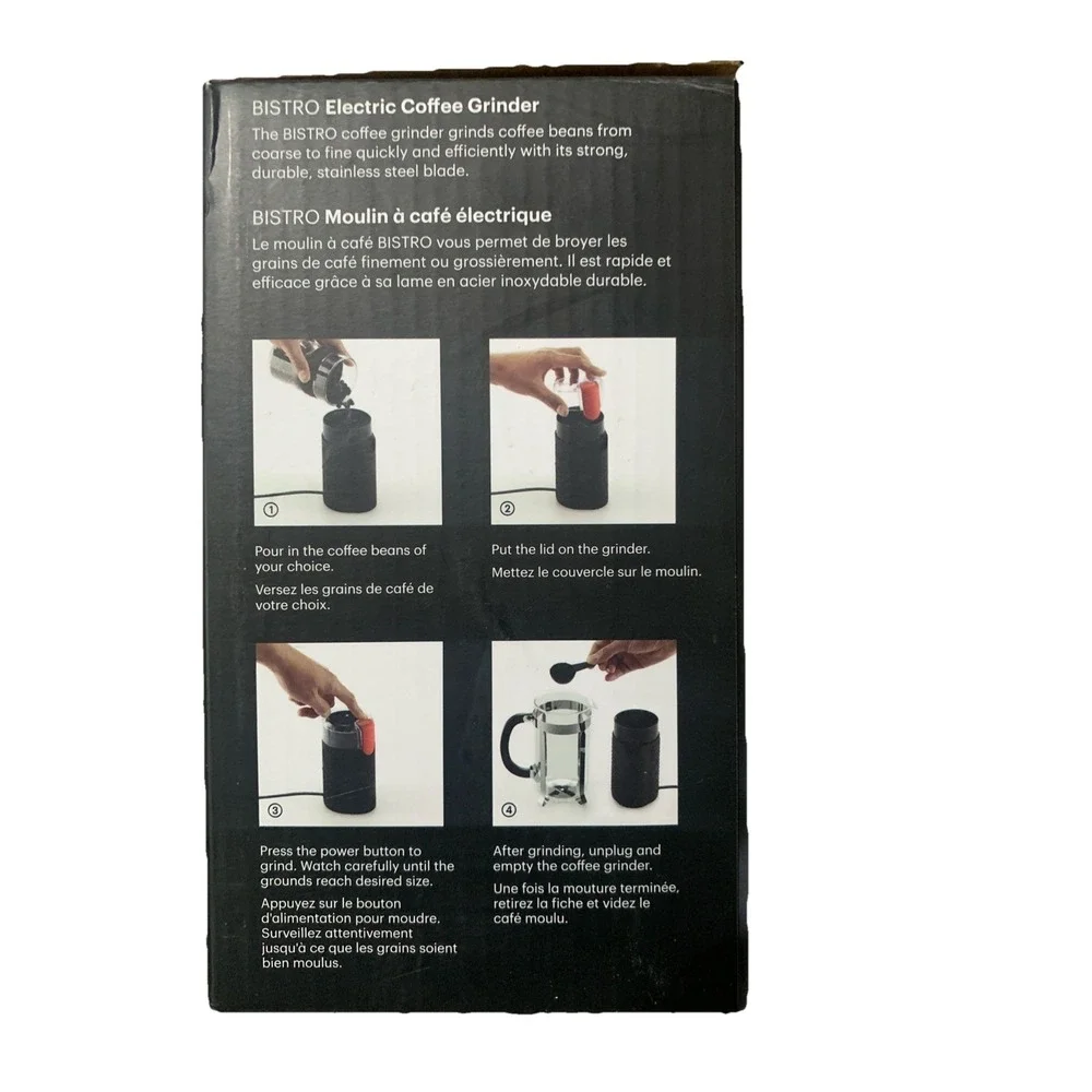 Bodum 11160-01TG-3 Bistro Scandanavian Design Electric Coffee Grinder Black Used